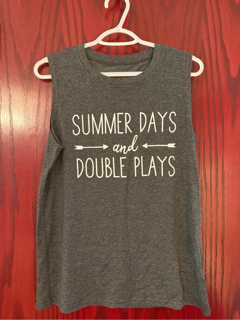Women’s Gray Sleeveless Tee - Summer Days and Double Plays